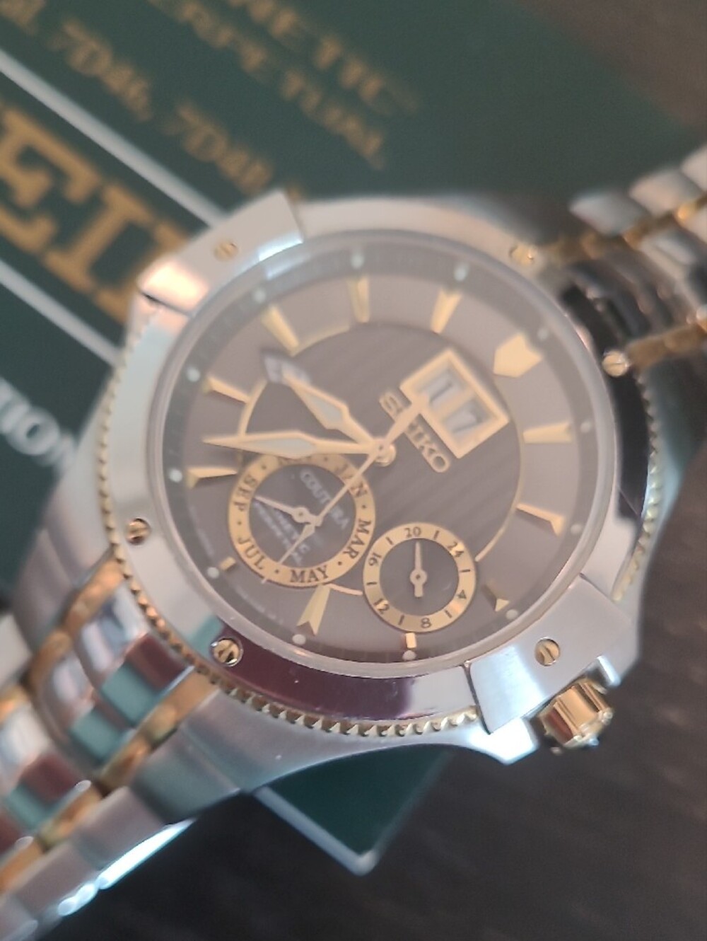 Men's Seiko Two-Tone Silver Kinetic Watch Vintage Self winding Model 7D48-0AB0 - Picture 3 of 7